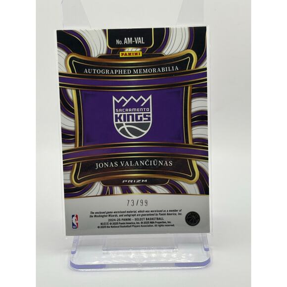 2024-25 Panini Select Jonas Valanciunas Purple Jersey Patch Auto 73/99 Nuggets - Picture 2 of 2